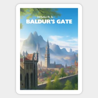 Baldur's Gate Tourism Poster - BG3-Inspired Tourist Propaganda Sticker